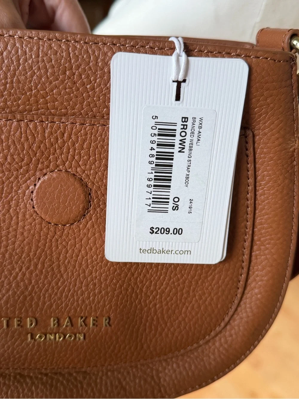 NWT Ted Baker Amali Brown Leather Shoulder Bag
